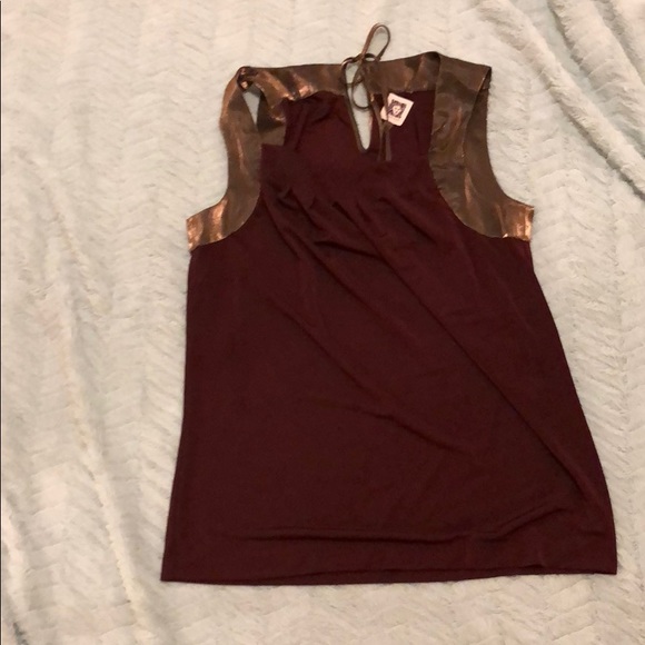 Anne Klein Tops - Gold trim, maroon dressy tank
